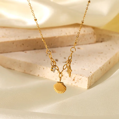 Ultra premium Elegant 3 charms beach pvd gold plated necklace