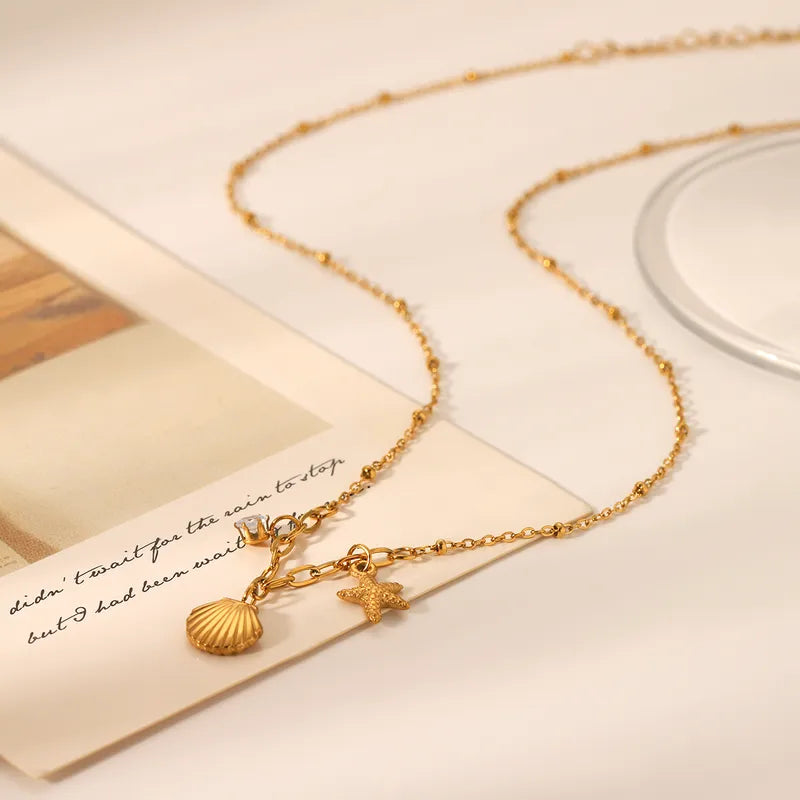 Ultra premium Elegant 3 charms beach pvd gold plated necklace