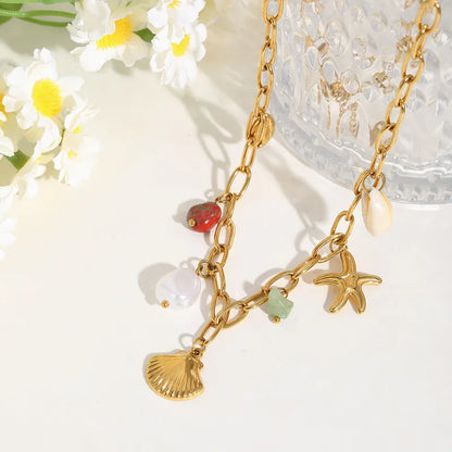 High-end layered all beach gold plated necklace