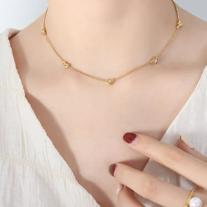 Celestial heart chain pvd gold plated necklace