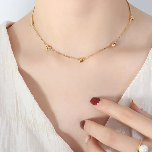 Celestial heart chain pvd gold plated necklace
