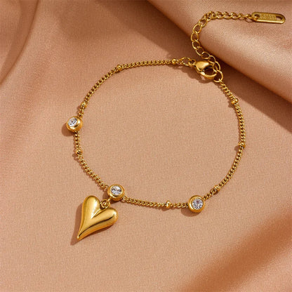 Heart charm zircon bracelet