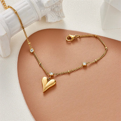 Heart charm zircon bracelet