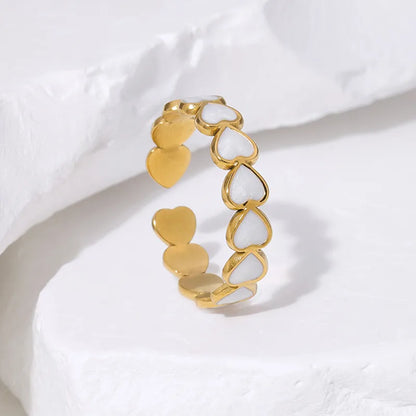White resin gold plated heart ring