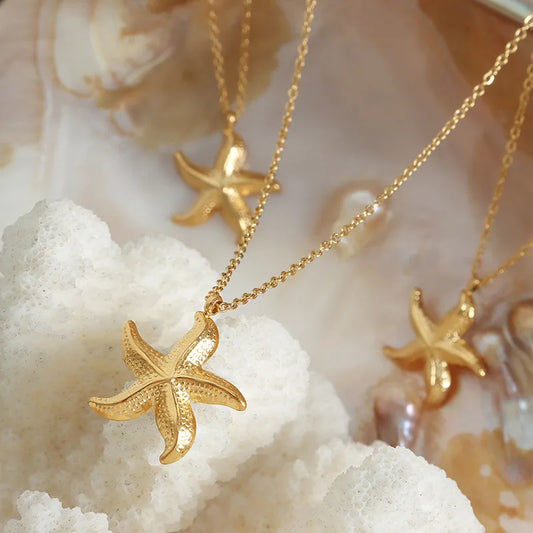 Starfish pendant gold chain neckalce