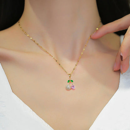 Gold necklace with a colorful pendant for girl