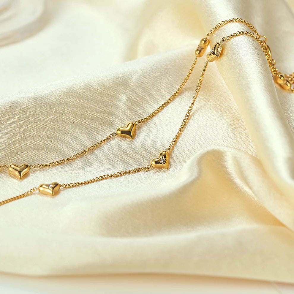 Premium Celestial heart chain pvd gold plated necklace