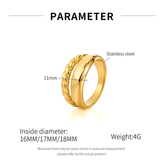 Dual layered stackable anti tarnish ring