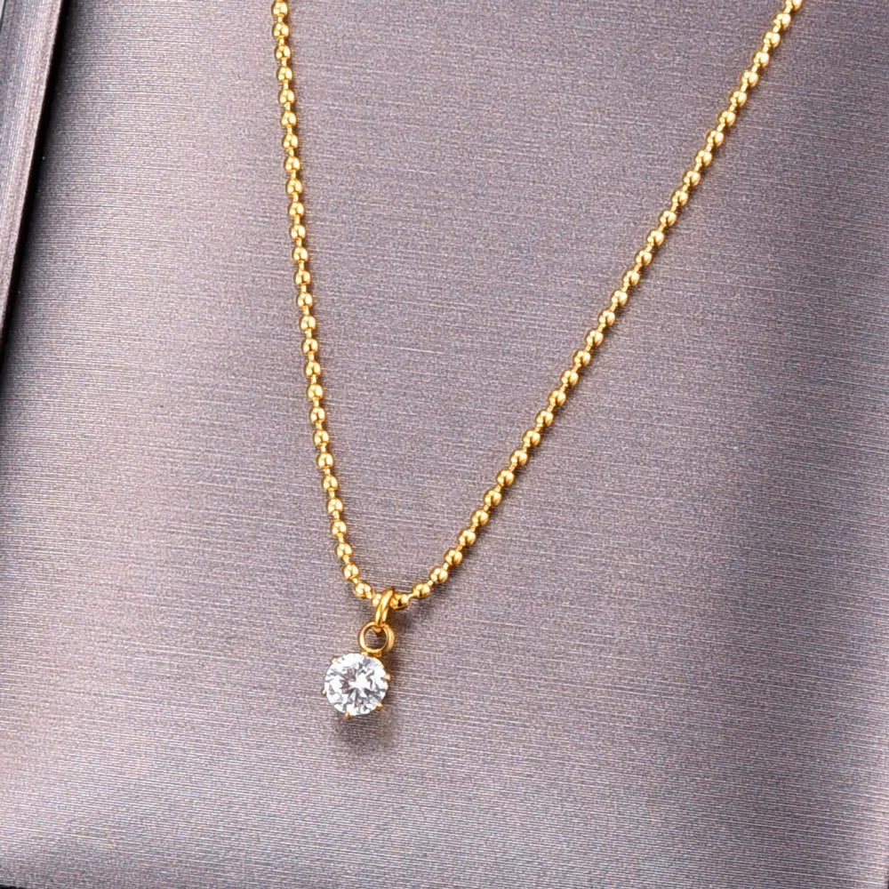 Premium White zircon in a beaded gold plated chain