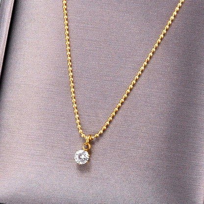Premium White zircon in a beaded gold plated chain