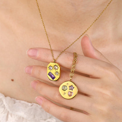 Golden Galaxy Amulet Necklace