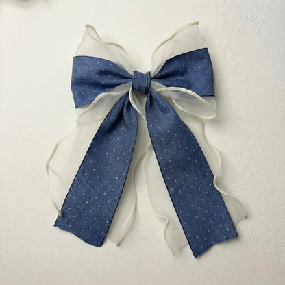 Polka Texture Romantic Set | Organza Bow & Golden Wish Necklace