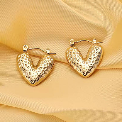 Amora Dotted Heart Hoop Earrings – Anti-Tarnish Stainless Steel