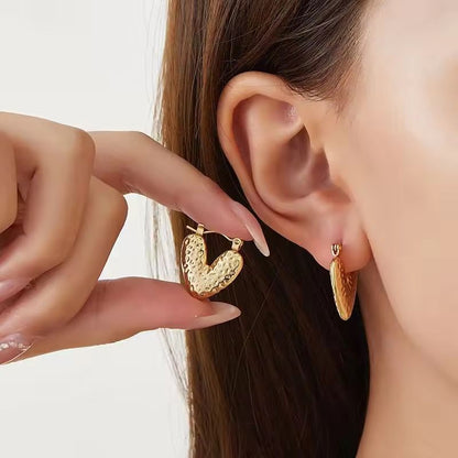 Amora Dotted Heart Hoop Earrings – Anti-Tarnish Stainless Steel