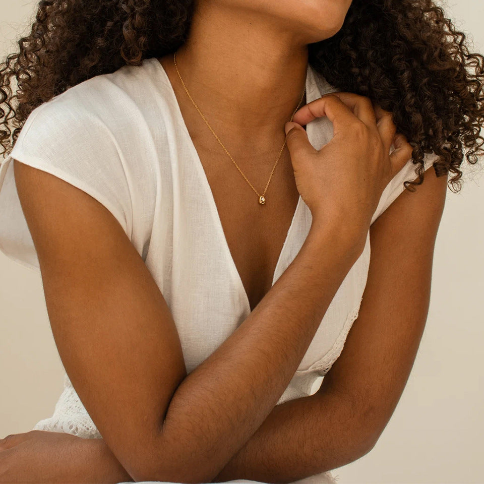 Minimal water droplet necklace