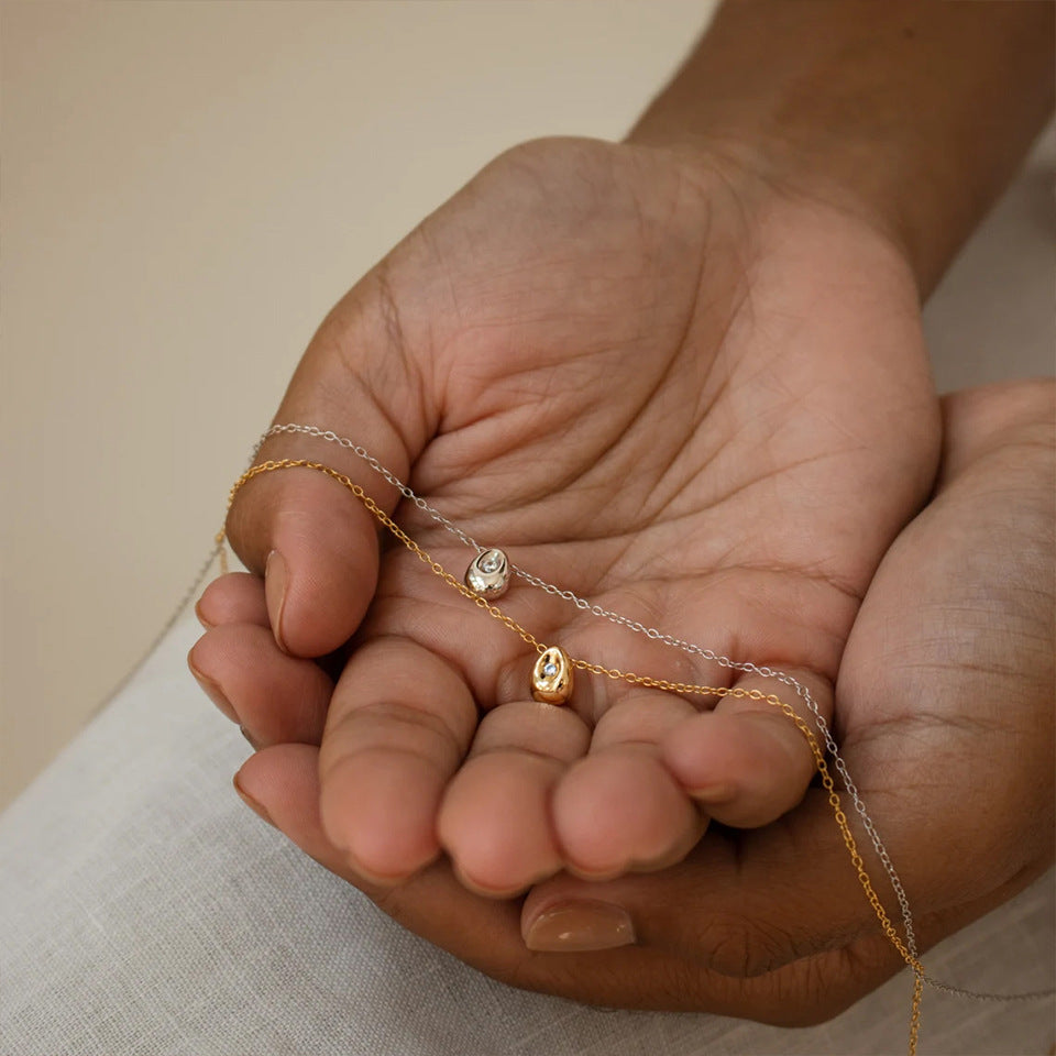 Minimal water droplet necklace