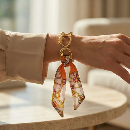 Golden Link Silk Scarf Bracelet