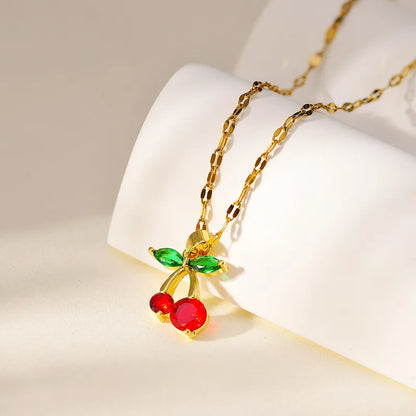 Cherry zirconia pendant necklace