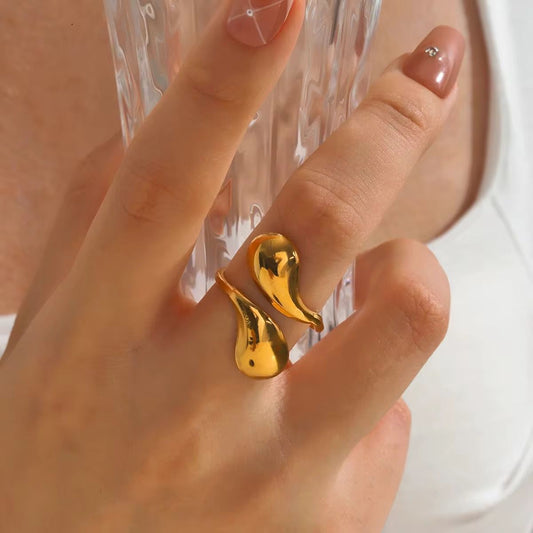 Elegant golden dew adjustable ring