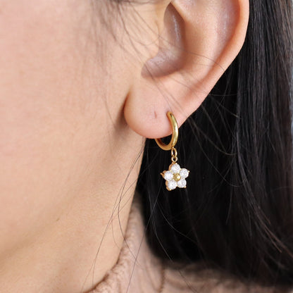 Luxurious Flower gold plated pvd earrings