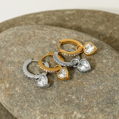 Zircon heart drop earings