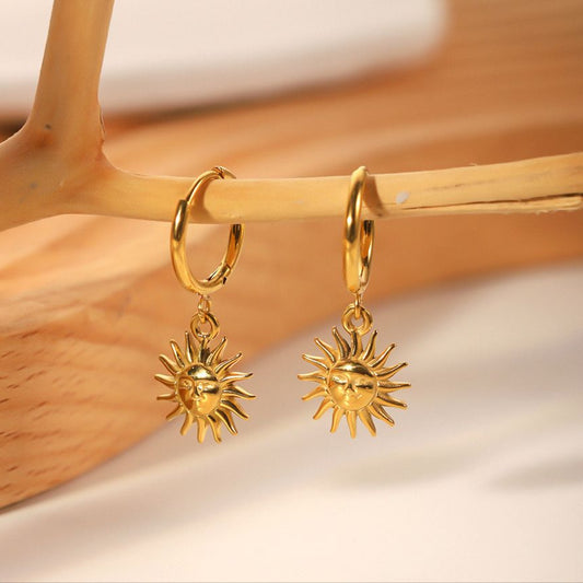 Dainty sun huggie earrings