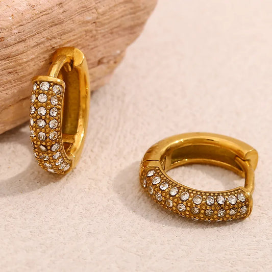 Luxurious round gold plated hoops