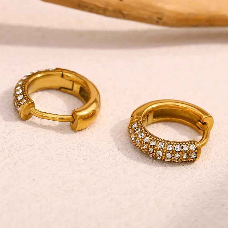 Luxurious round gold plated hoops