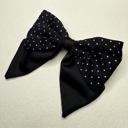 Polka dot satin hair bow luxury product image