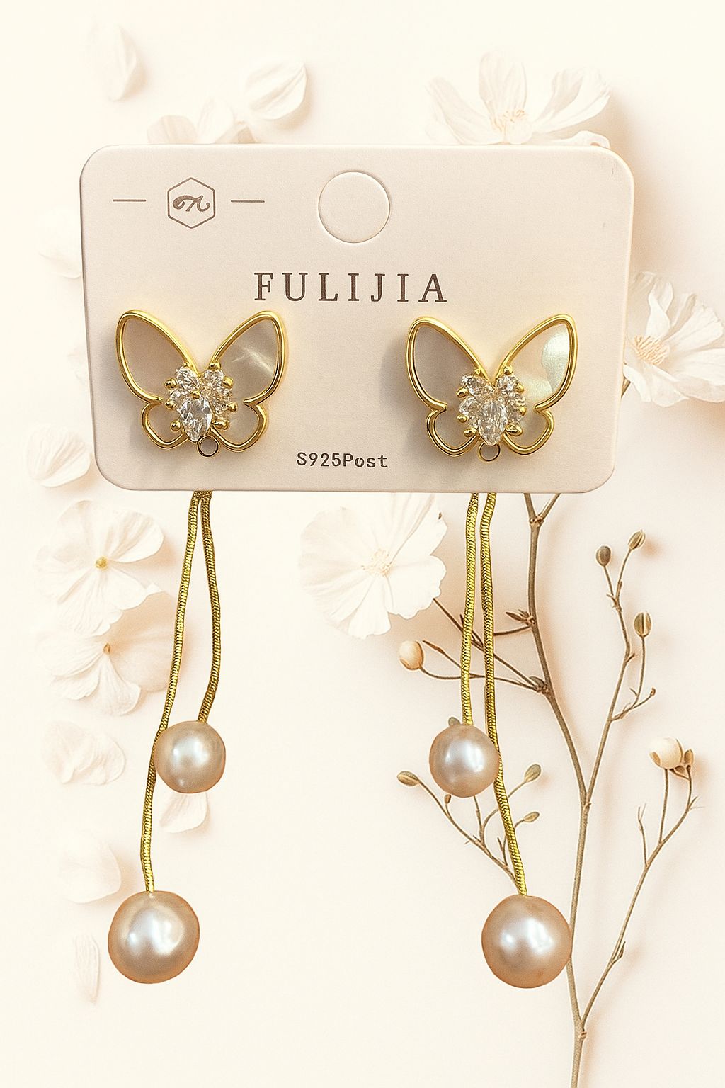 Butterfly long back tail earrings