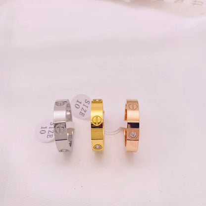 3 diamond love ring gold plated pvd