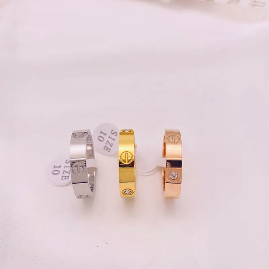 3 diamond love ring gold plated pvd