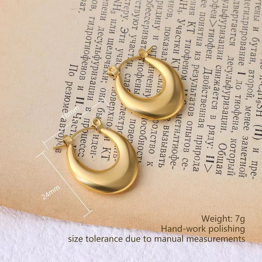 Auréa Oval Hoop Earrings – Anti-Tarnish Gold Finish