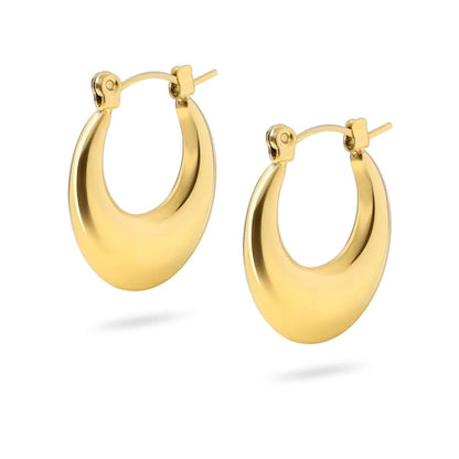 Auréa Oval Hoop Earrings – Anti-Tarnish Gold Finish