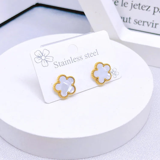 White resin anti tarnish earings