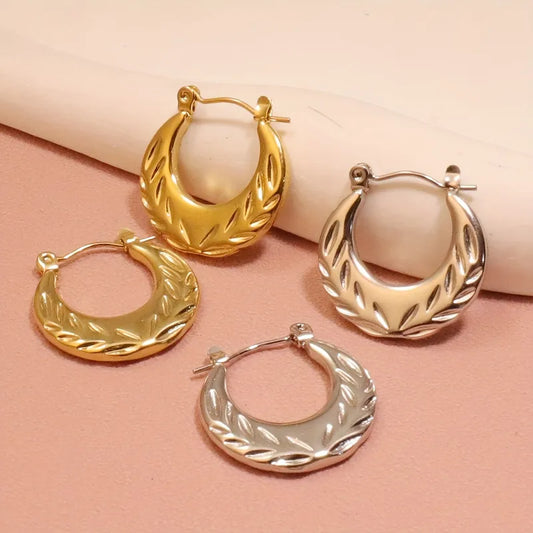 Elegant Leafy stainless steel hoop