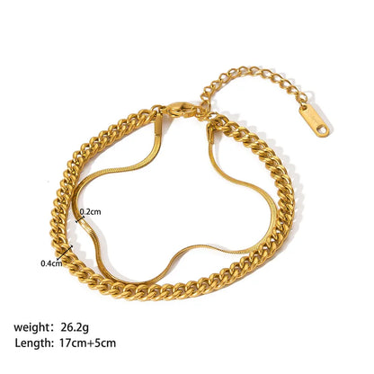 Ultra Luxe Dual layered pvd gold plated solid chain bracelet